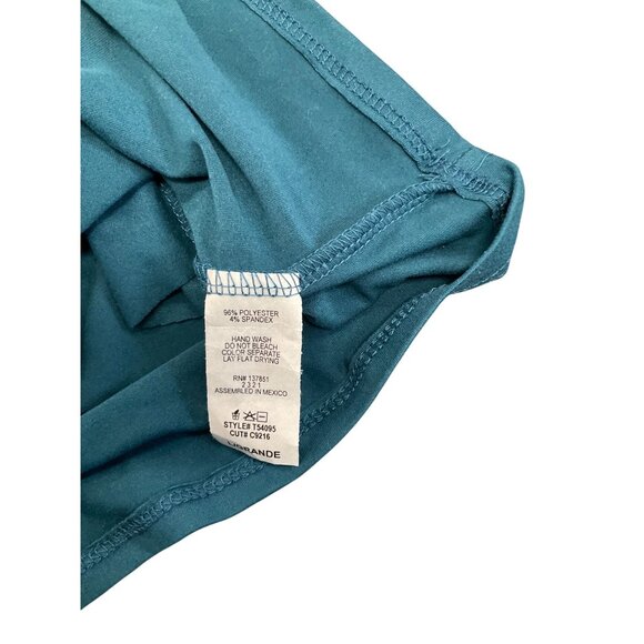 Teal Tie-Shoulder Tank Top By Gaze Size L Polyester/Spandex Square Neck Lightwei - Picture 5 of 5